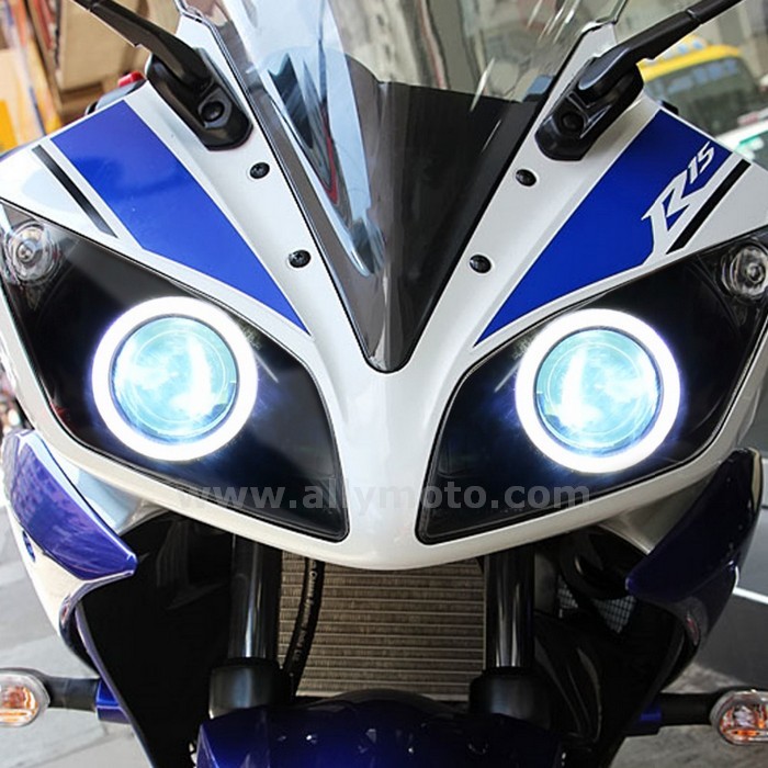 061 Headlight Yamha R15 2012-2016 Hid Angel Halos Blue Demon Eye-3